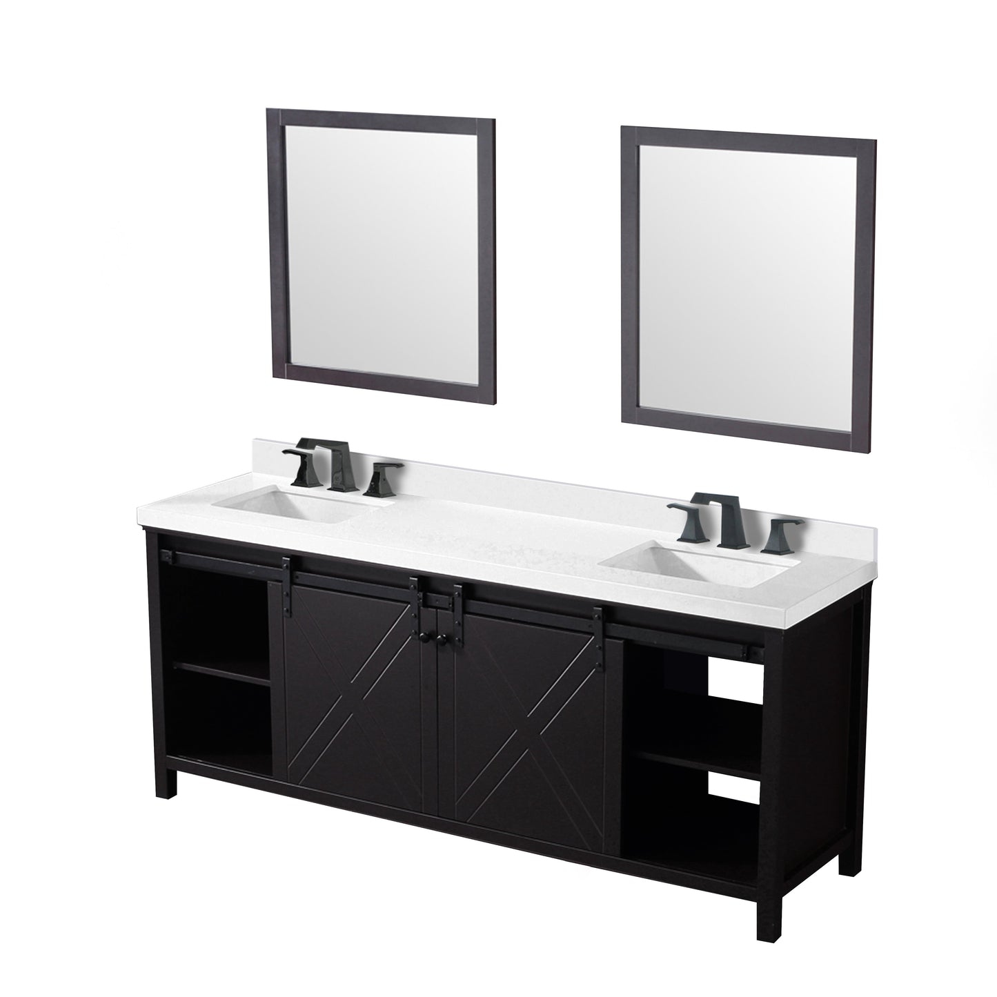 Marsyas 80 in W x 22 in D Brown Double Bath Vanity