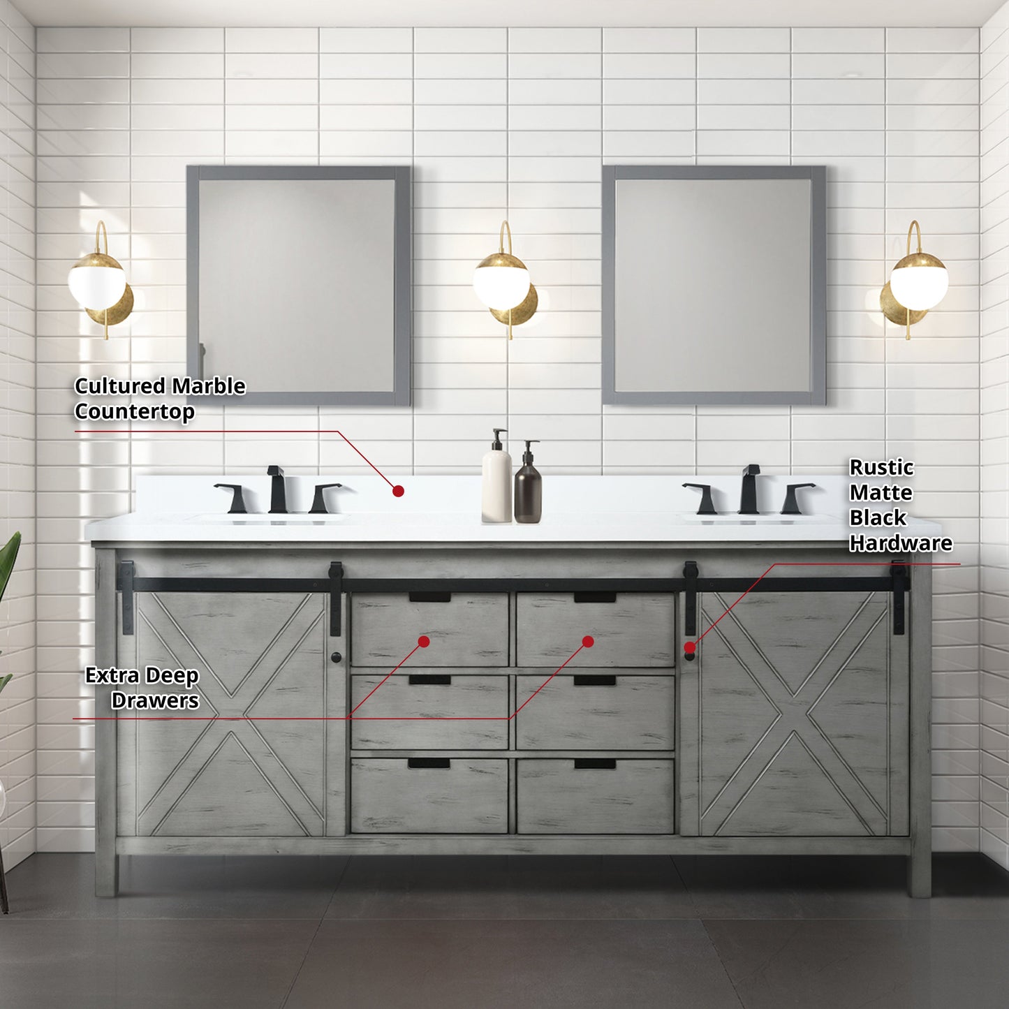Marsyas 80 in W x 22 in D Ash Grey Double Bath Vanity