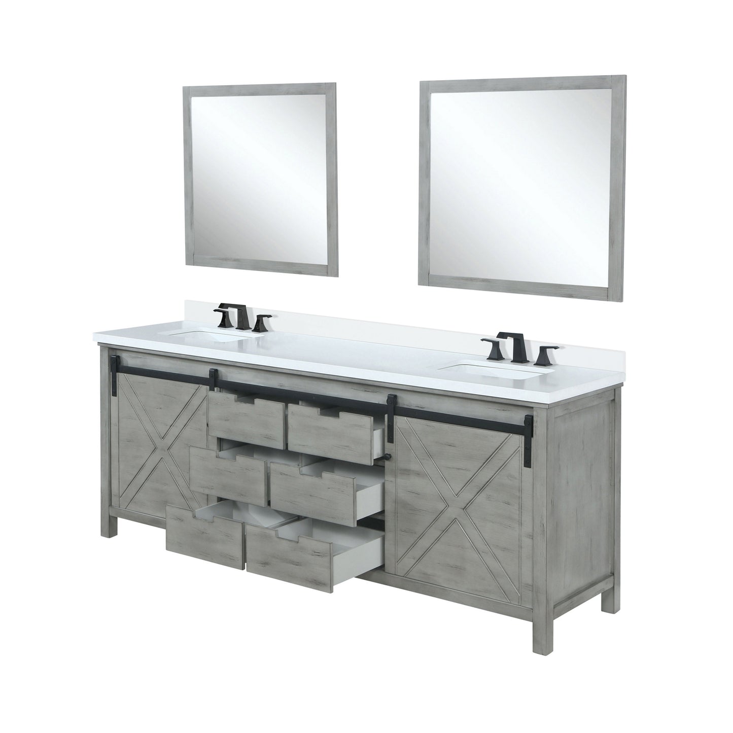 Marsyas 80 in W x 22 in D Ash Grey Double Bath Vanity