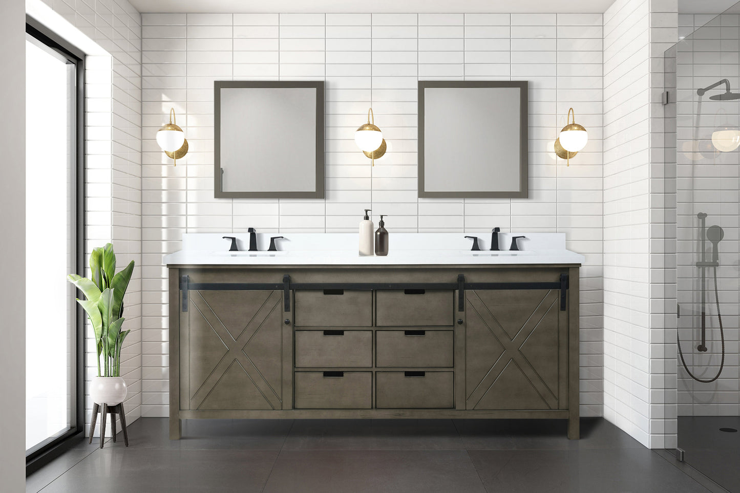 Marsyas 80 in W x 22 in D Rustic Brown Double Bath Vanity