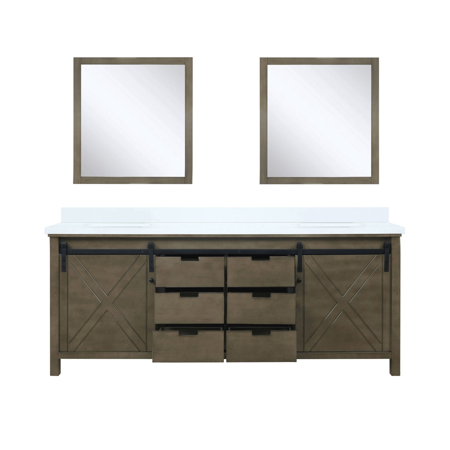 Marsyas 80 in W x 22 in D Rustic Brown Double Bath Vanity
