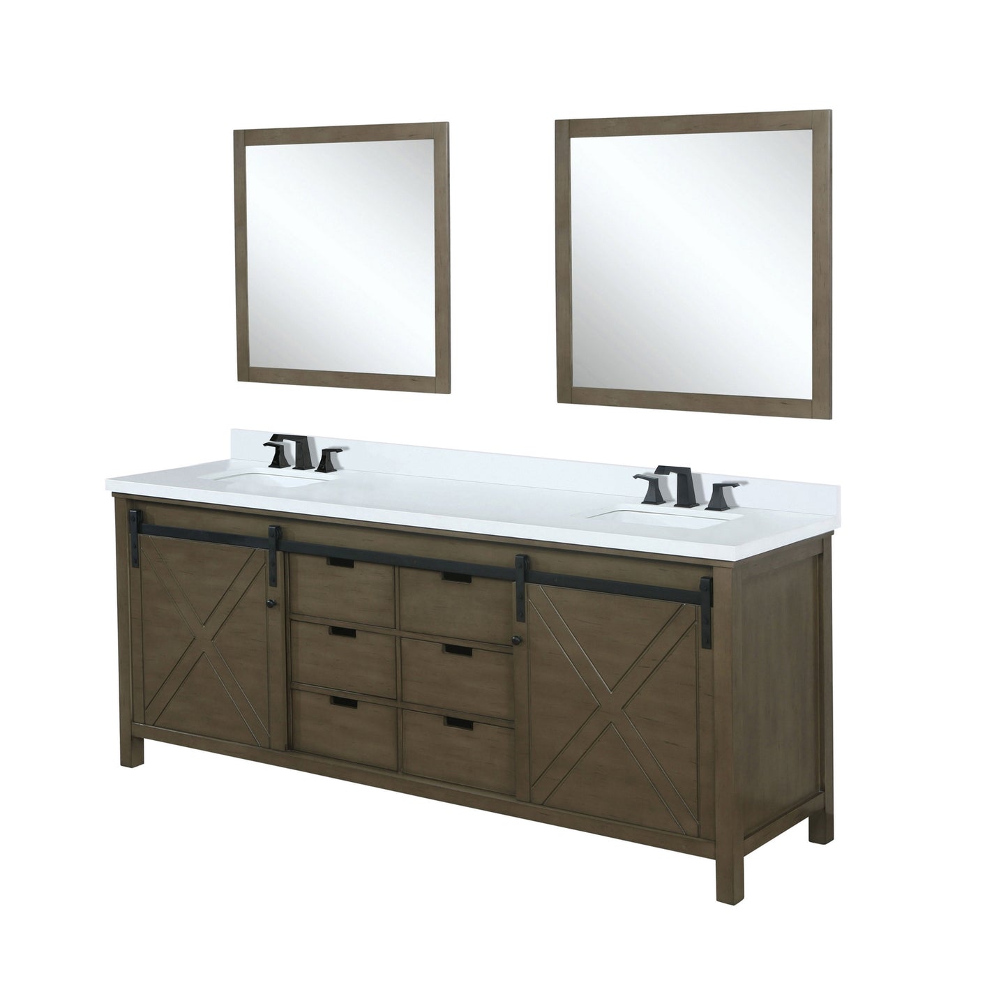 Marsyas 80 in W x 22 in D Rustic Brown Double Bath Vanity