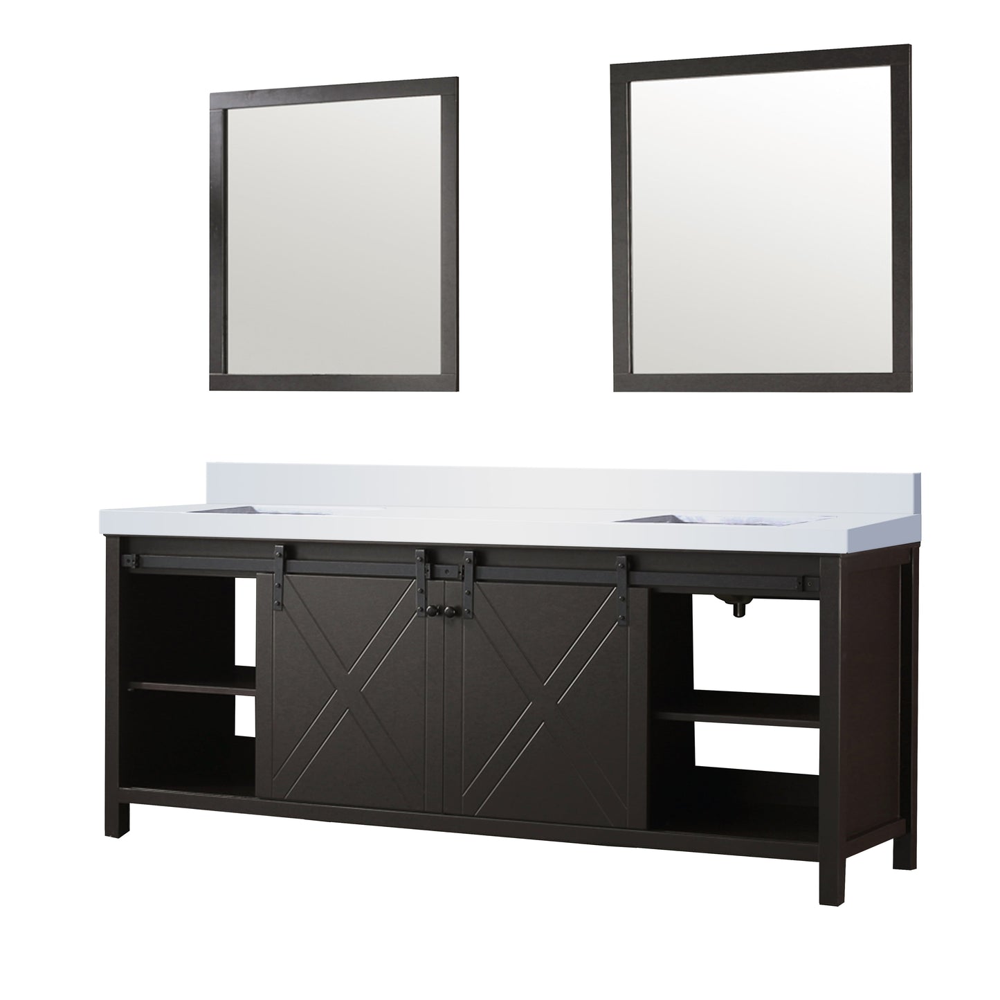 Marsyas 84 in W x 22 in D Brown Double Bath Vanity