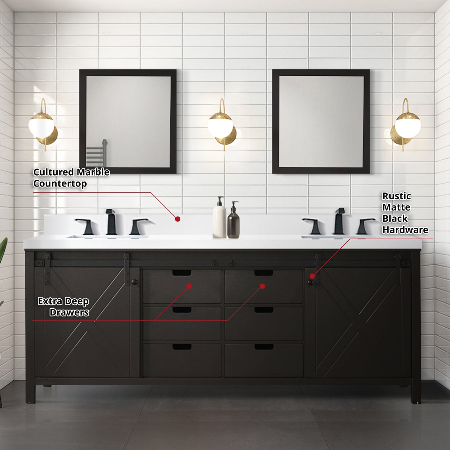 Marsyas 84 in W x 22 in D Brown Double Bath Vanity