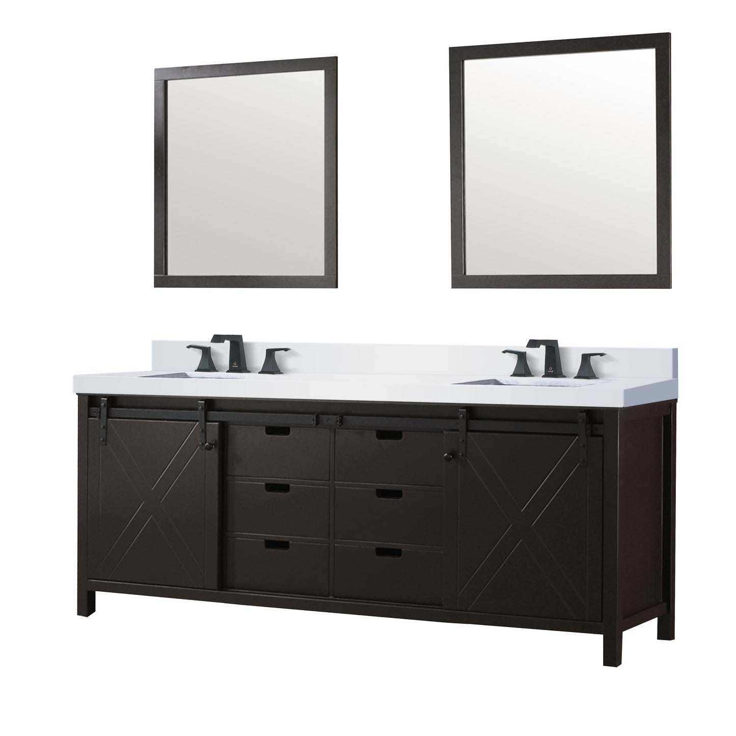 Marsyas 84 in W x 22 in D Brown Double Bath Vanity