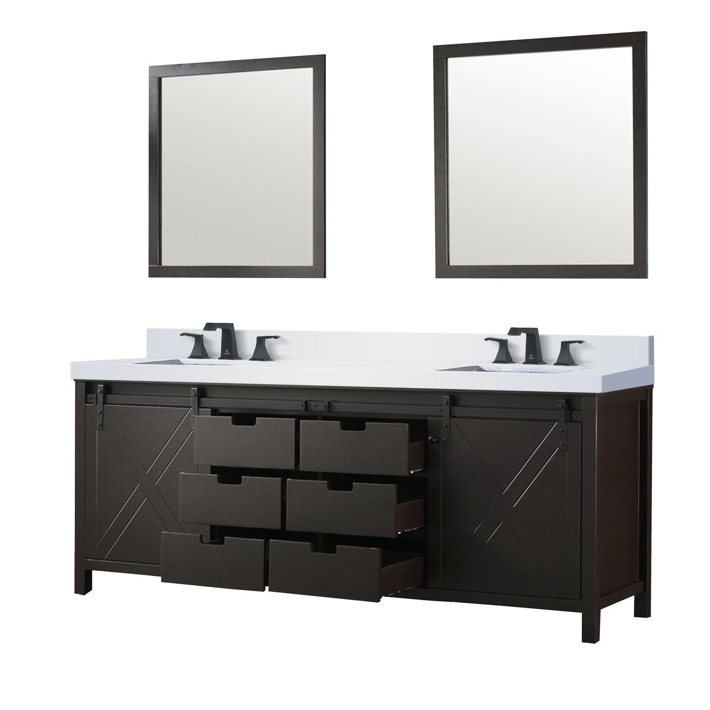Marsyas 84 in W x 22 in D Brown Double Bath Vanity