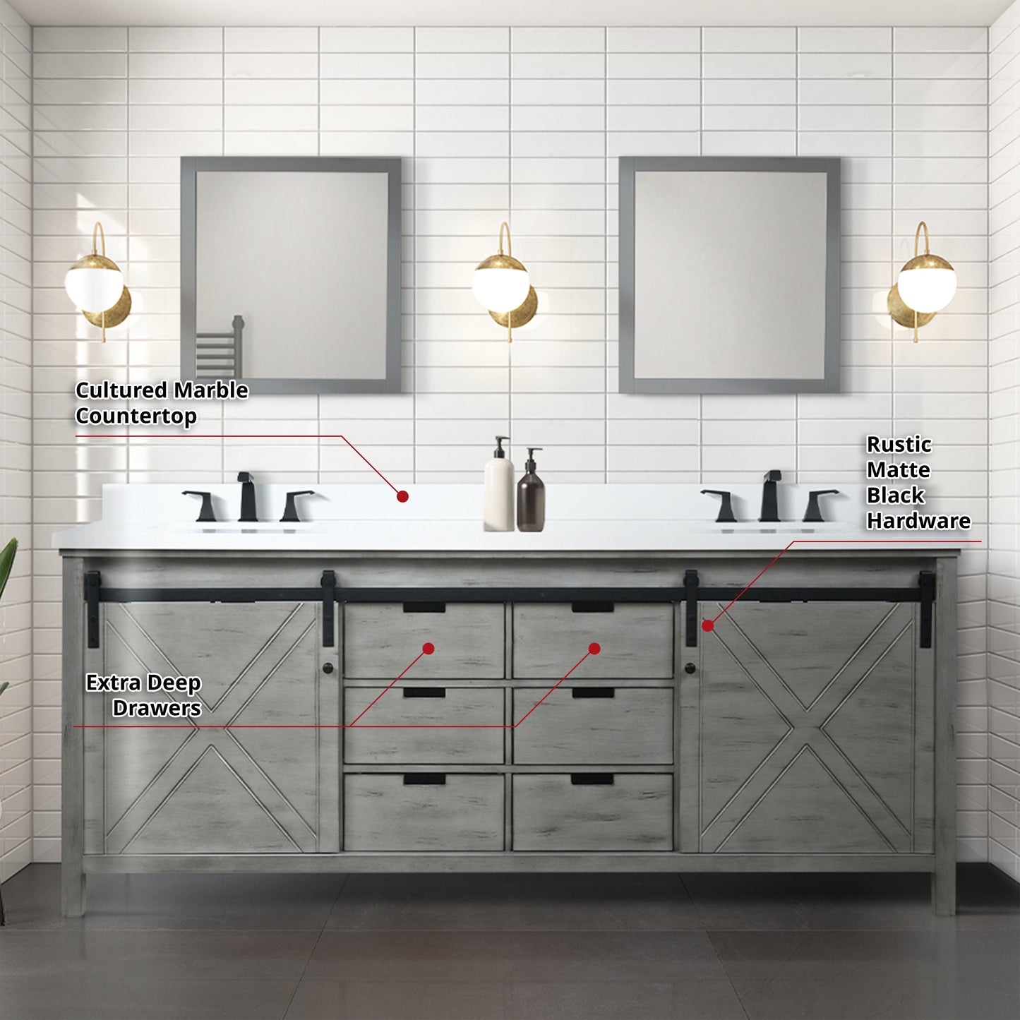 Marsyas 84 in W x 22 in D Ash Grey Double Bath Vanity