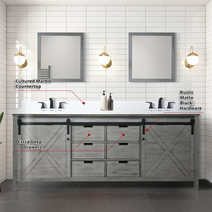 Marsyas 84 in W x 22 in D Ash Grey Double Bath Vanity