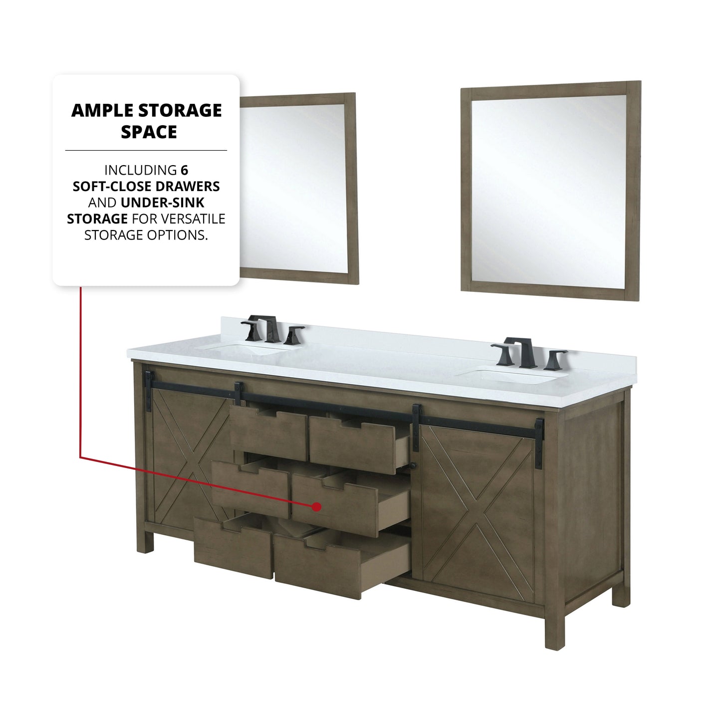 Marsyas 84 in W x 22 in D Rustic Brown Double Bath Vanity