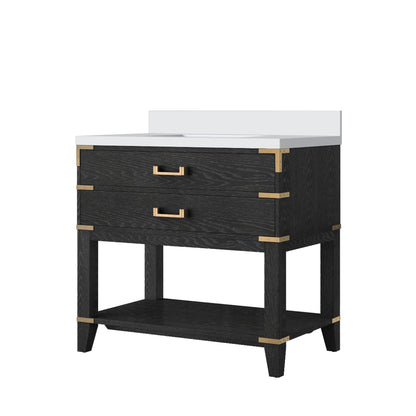 Norwalk 36 in W x 22 in D Black Oak Single Bath Vanity