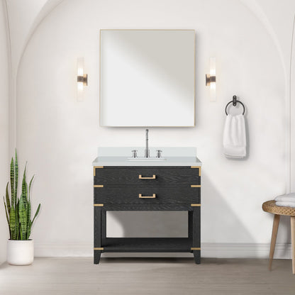 Norwalk 36 in W x 22 in D Black Oak Single Bath Vanity