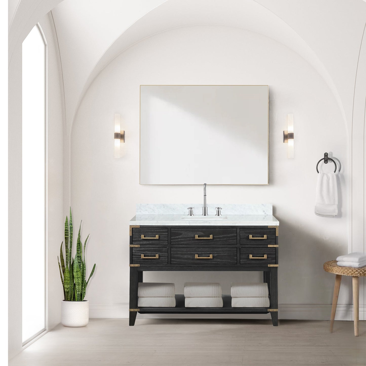 Norwalk 48 in W x 22 in D Black Oak Single Bath Vanity