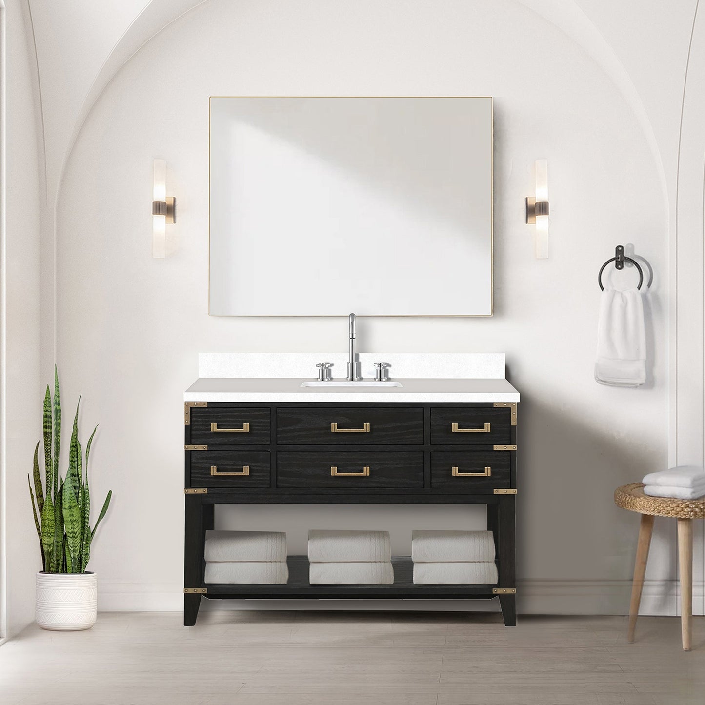 Norwalk 48 in W x 22 in D Black Oak Single Bath Vanity