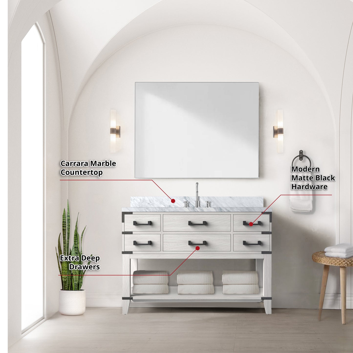 Norwalk 48 in W x 22 in D White Oak Single Bath Vanity
