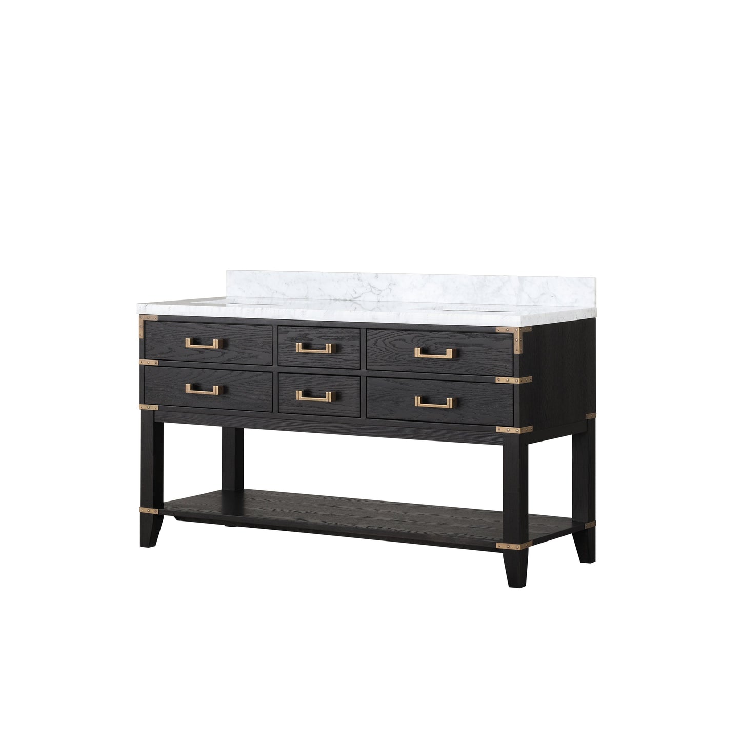 Norwalk 60 in W x 22 in D Black Oak Double Bath Vanity