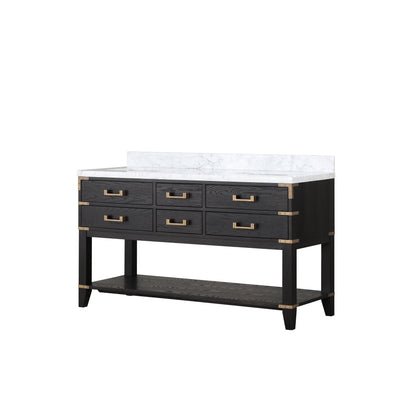 Norwalk 60 in W x 22 in D Black Oak Double Bath Vanity