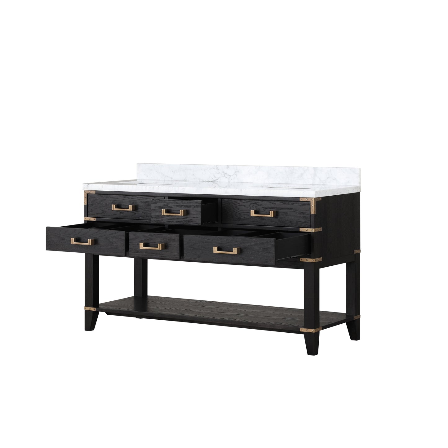 Norwalk 60 in W x 22 in D Black Oak Double Bath Vanity