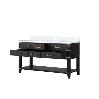 Norwalk 60 in W x 22 in D Black Oak Double Bath Vanity