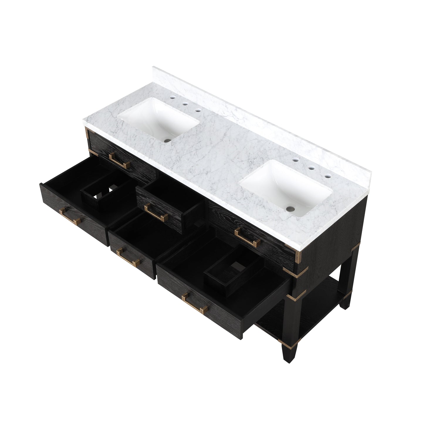Norwalk 60 in W x 22 in D Black Oak Double Bath Vanity
