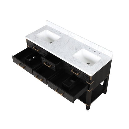 Norwalk 60 in W x 22 in D Black Oak Double Bath Vanity