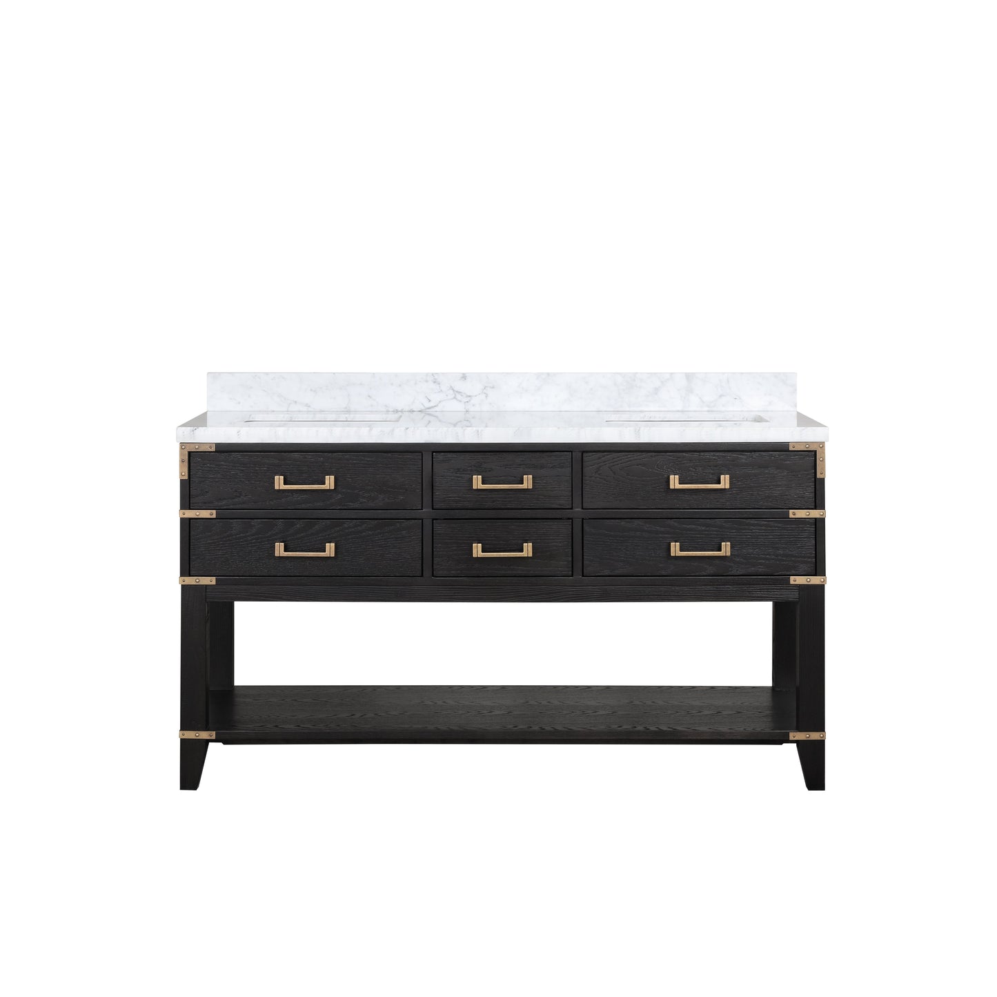 Norwalk 60 in W x 22 in D Black Oak Double Bath Vanity