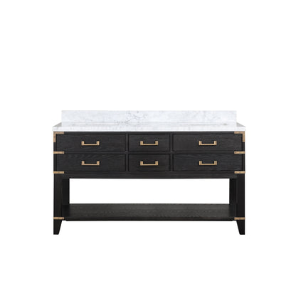 Norwalk 60 in W x 22 in D Black Oak Double Bath Vanity