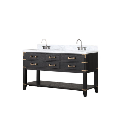 Norwalk 60 in W x 22 in D Black Oak Double Bath Vanity