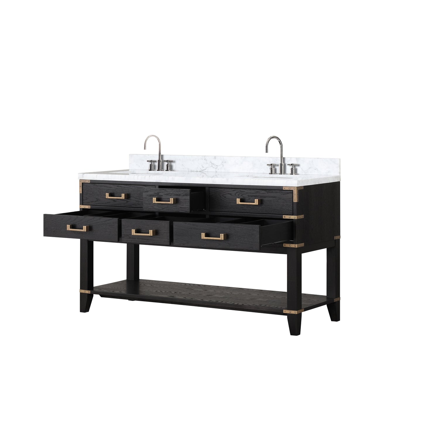 Norwalk 60 in W x 22 in D Black Oak Double Bath Vanity