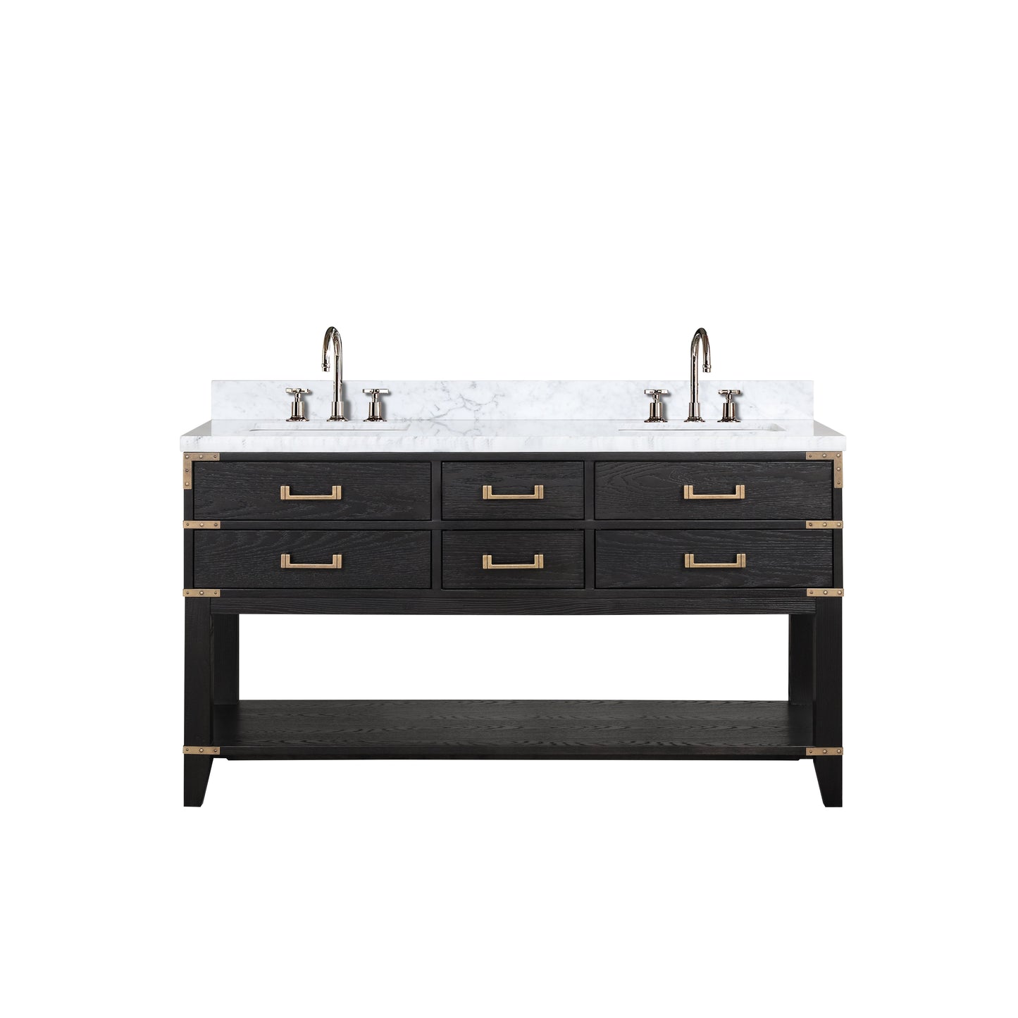 Norwalk 60 in W x 22 in D Black Oak Double Bath Vanity