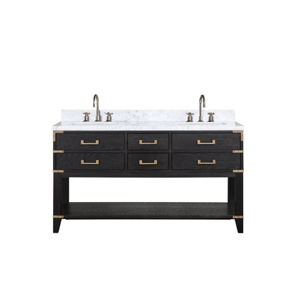 Norwalk 60 in W x 22 in D Black Oak Double Bath Vanity