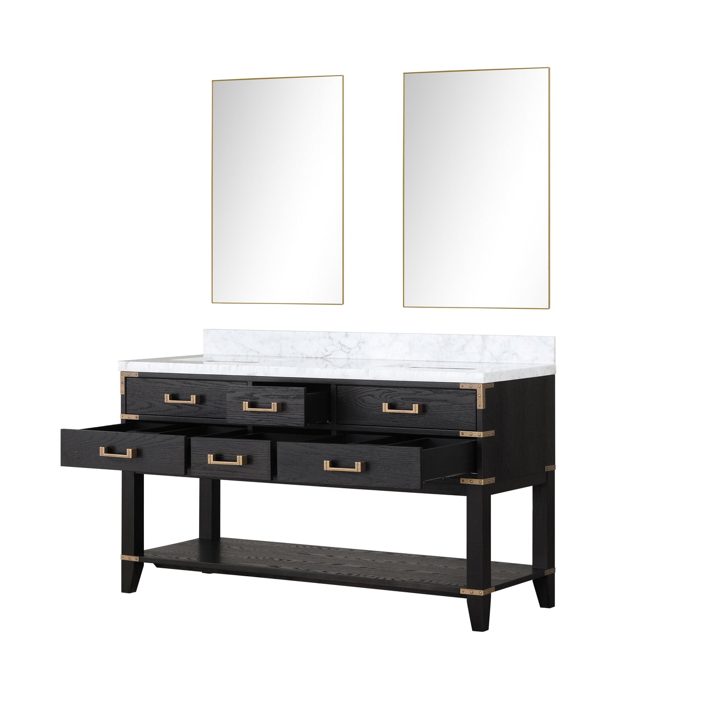Norwalk 60 in W x 22 in D Black Oak Double Bath Vanity