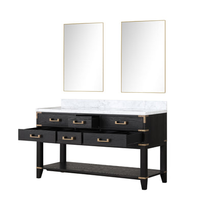 Norwalk 60 in W x 22 in D Black Oak Double Bath Vanity