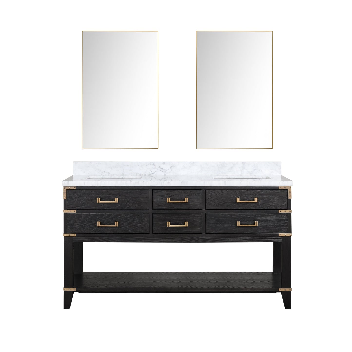 Norwalk 60 in W x 22 in D Black Oak Double Bath Vanity