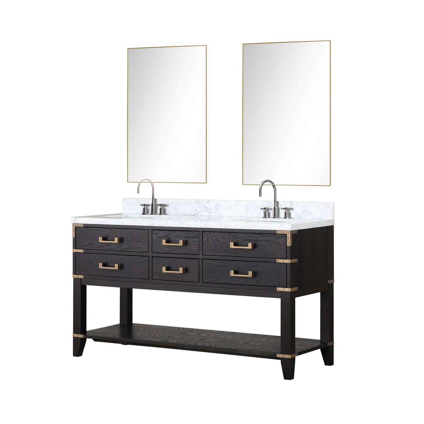 Norwalk 60 in W x 22 in D Black Oak Double Bath Vanity