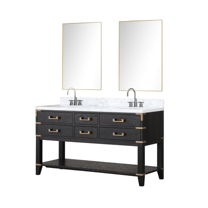 Norwalk 60 in W x 22 in D Black Oak Double Bath Vanity