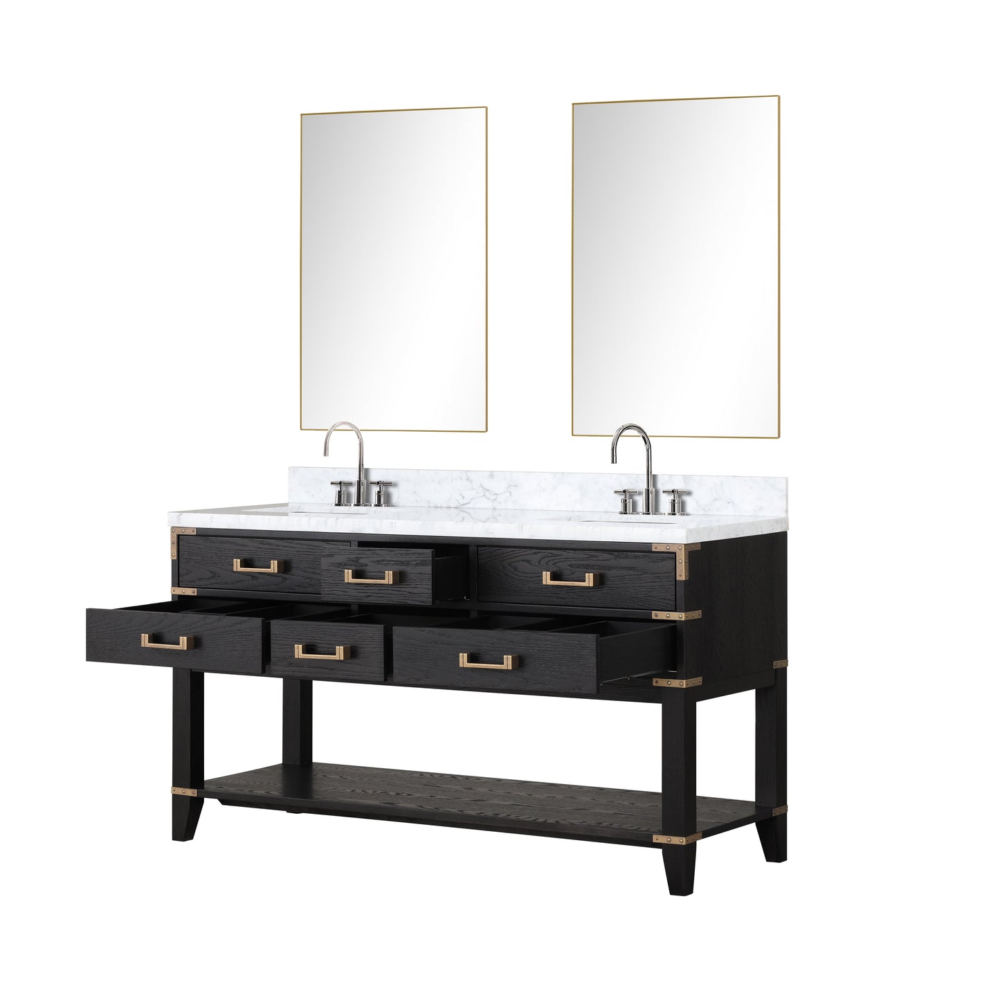 Norwalk 60 in W x 22 in D Black Oak Double Bath Vanity