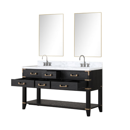 Norwalk 60 in W x 22 in D Black Oak Double Bath Vanity
