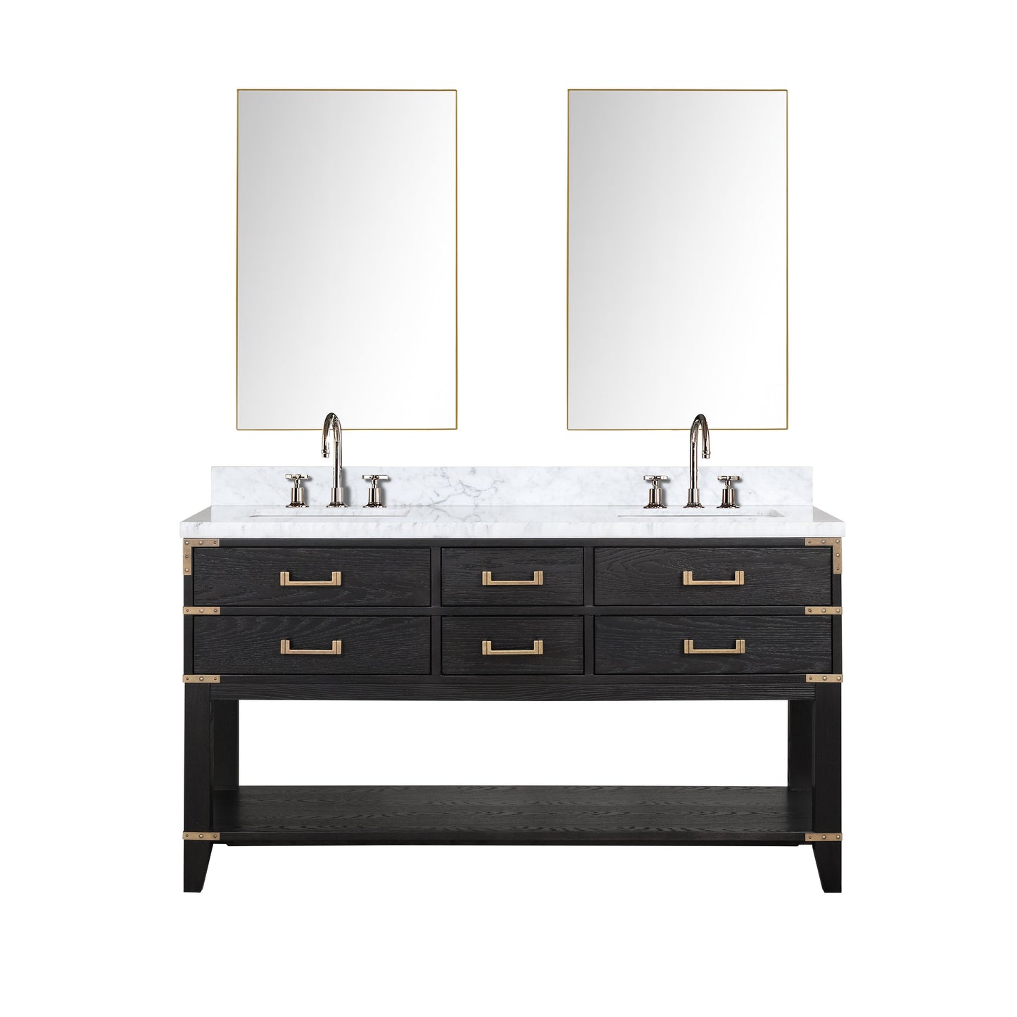 Norwalk 60 in W x 22 in D Black Oak Double Bath Vanity