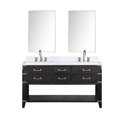 Norwalk 60 in W x 22 in D Black Oak Double Bath Vanity