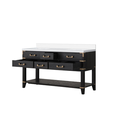 Norwalk 60 in W x 22 in D Black Oak Double Bath Vanity