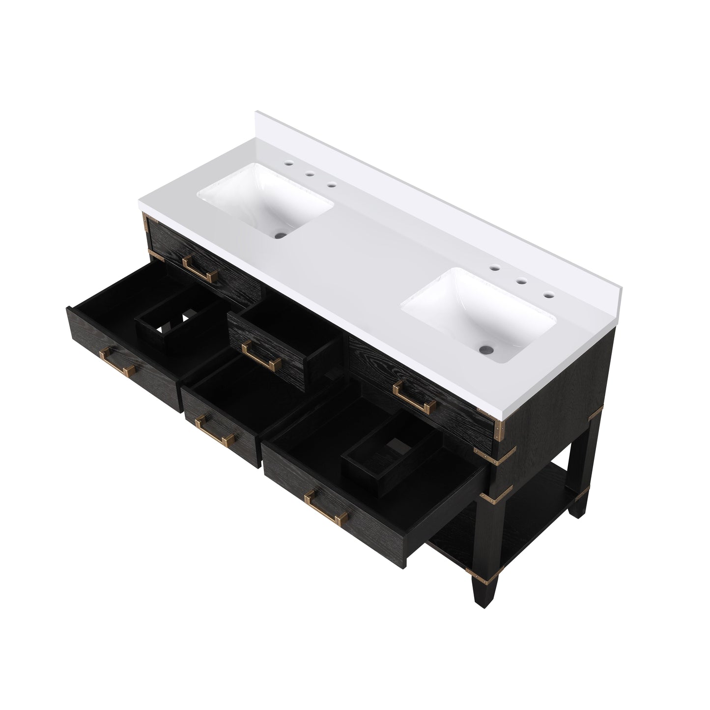 Norwalk 60 in W x 22 in D Black Oak Double Bath Vanity
