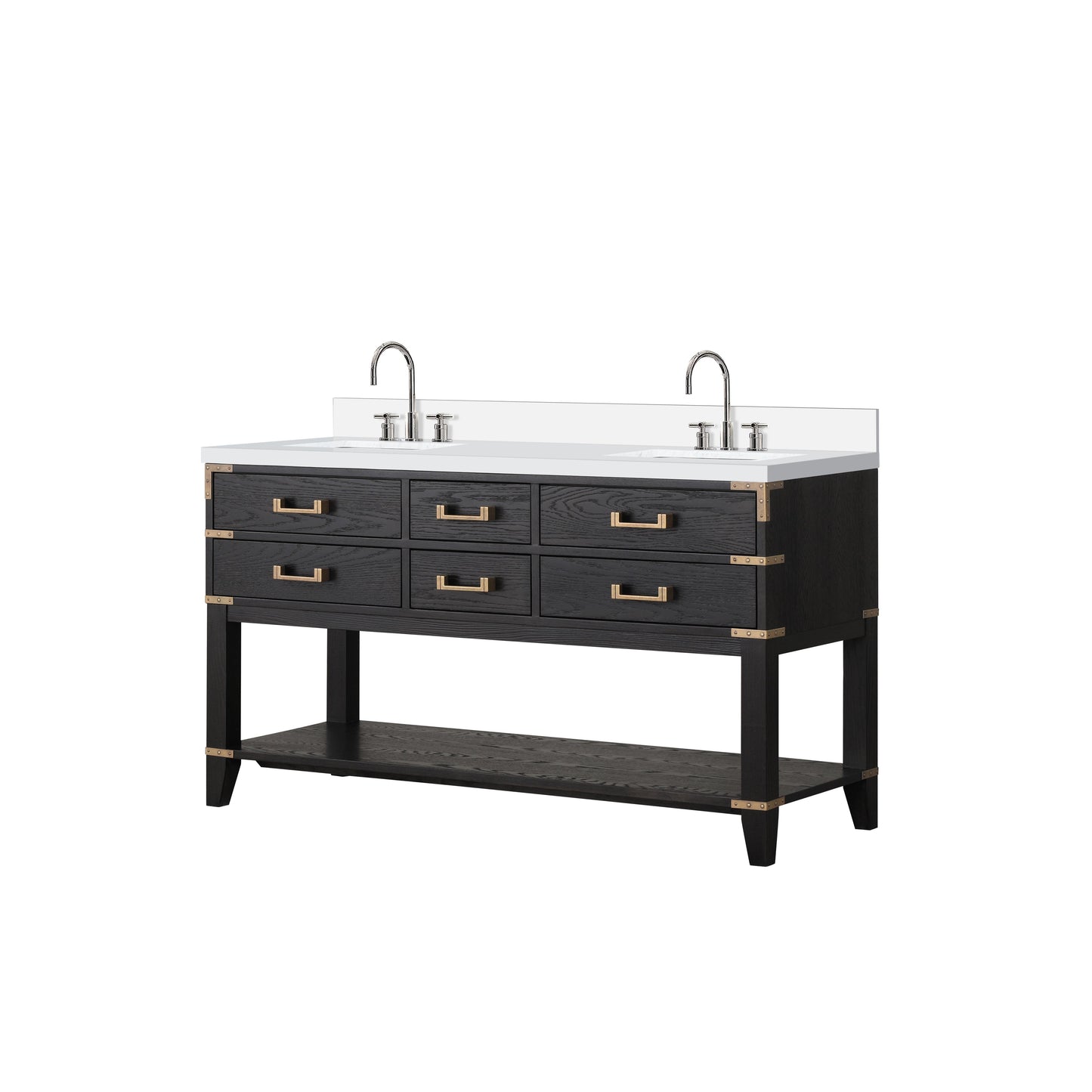Norwalk 60 in W x 22 in D Black Oak Double Bath Vanity