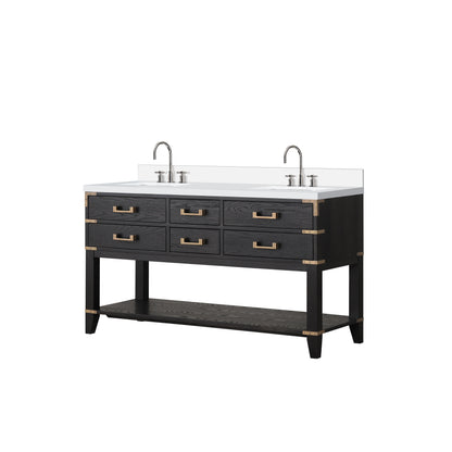 Norwalk 60 in W x 22 in D Black Oak Double Bath Vanity