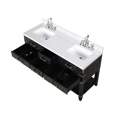 Norwalk 60 in W x 22 in D Black Oak Double Bath Vanity