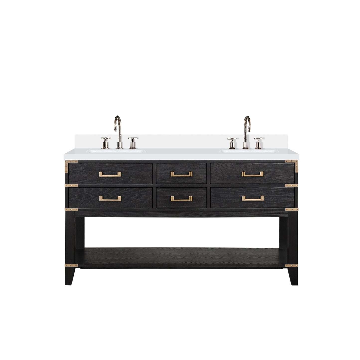 Norwalk 60 in W x 22 in D Black Oak Double Bath Vanity