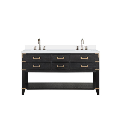 Norwalk 60 in W x 22 in D Black Oak Double Bath Vanity
