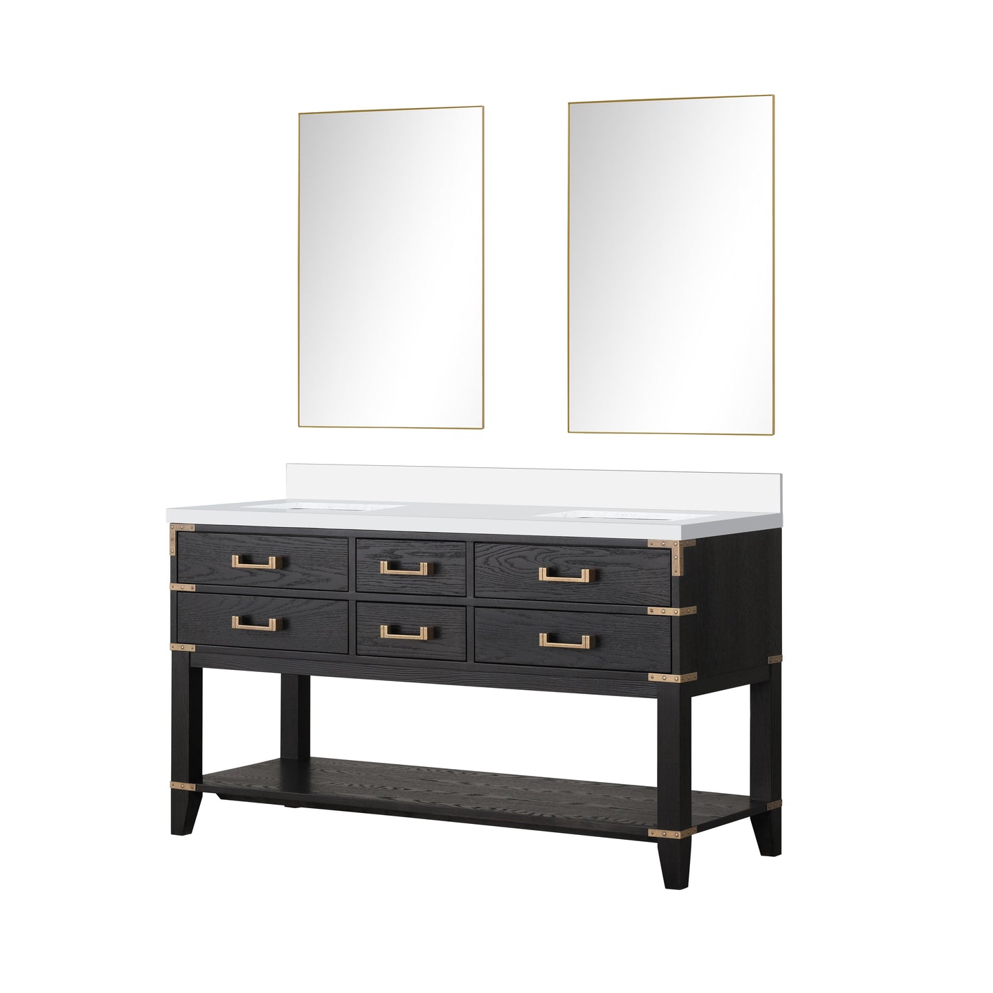Norwalk 60 in W x 22 in D Black Oak Double Bath Vanity