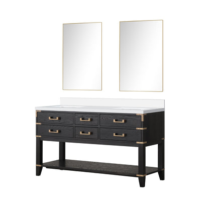 Norwalk 60 in W x 22 in D Black Oak Double Bath Vanity