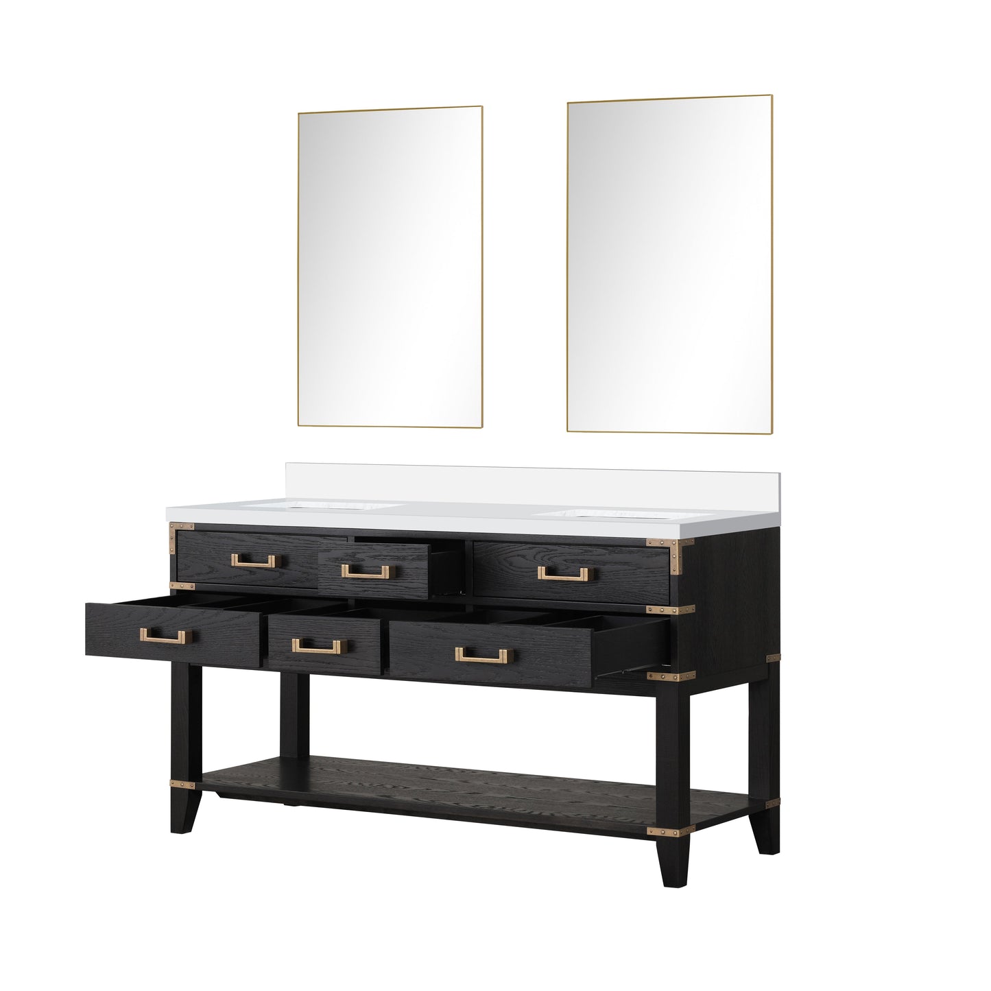 Norwalk 60 in W x 22 in D Black Oak Double Bath Vanity