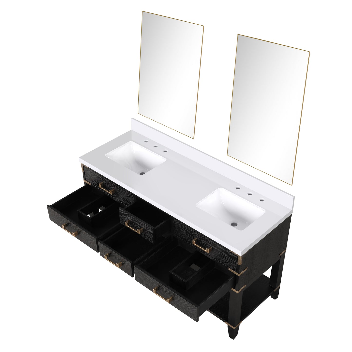 Norwalk 60 in W x 22 in D Black Oak Double Bath Vanity